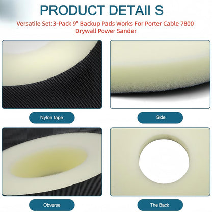 XHYdamile 3Pack 9" Sander Backup Pads,Works with a Variety of 9" Discs Sanding Systems, Compatible with Porter Cable 7800 Drywall Sander