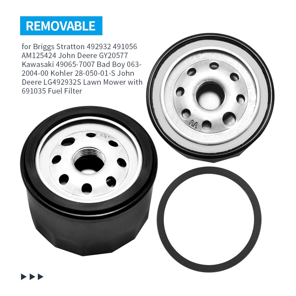Anxingo Oil Filters Replacement for Briggs & Stratton 492932S 492932 695396 696854 Replacement for Briggs and Stratton 492932S Oil Filter (3 Pack & 691035 Fuel Filter)