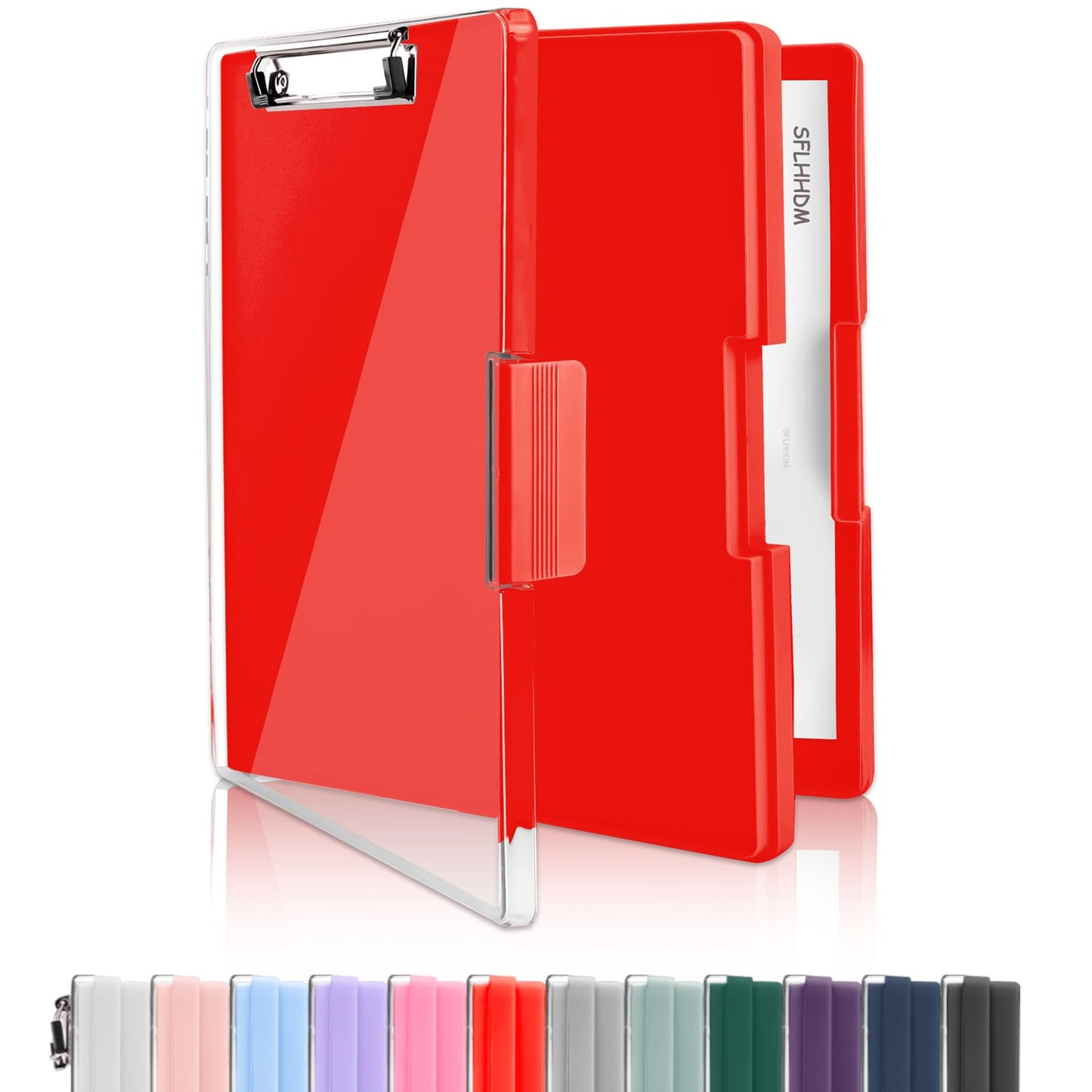SFLHHDM Clipboard with Storage,Heavy Duty Clip Boards 8.5x11 with 2 Storage Case,Clear Visible Top Panel Storage Clip Board,Side Opening Board,Nursing Clipboards Folder Case for Office-Red