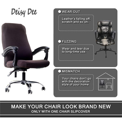 Deisy Dee Computer Office Chair Covers for Stretch Universal Rotating Chair Desk Chairs ONLY Chair Covers (Brown, Medium)