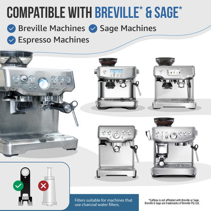 Caffenu Kit Compatible with Breville Espresso Machines. 52 Espresso Machine Cleaning Tablets & 6 Water Filters. Helps Remove Coffee Oil Build-Up. 1 Year Supply Kit Compatible with Breville