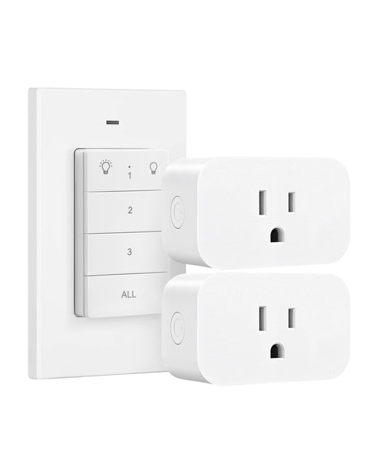 DEWENWILS Remote Control Outlet, Wall Mounted Wireless Light Switch, 2 Independent Control Sockets Electrical Remote Outlet Switch for Plug in Pendant Light, No Wiring,100 Ft Range