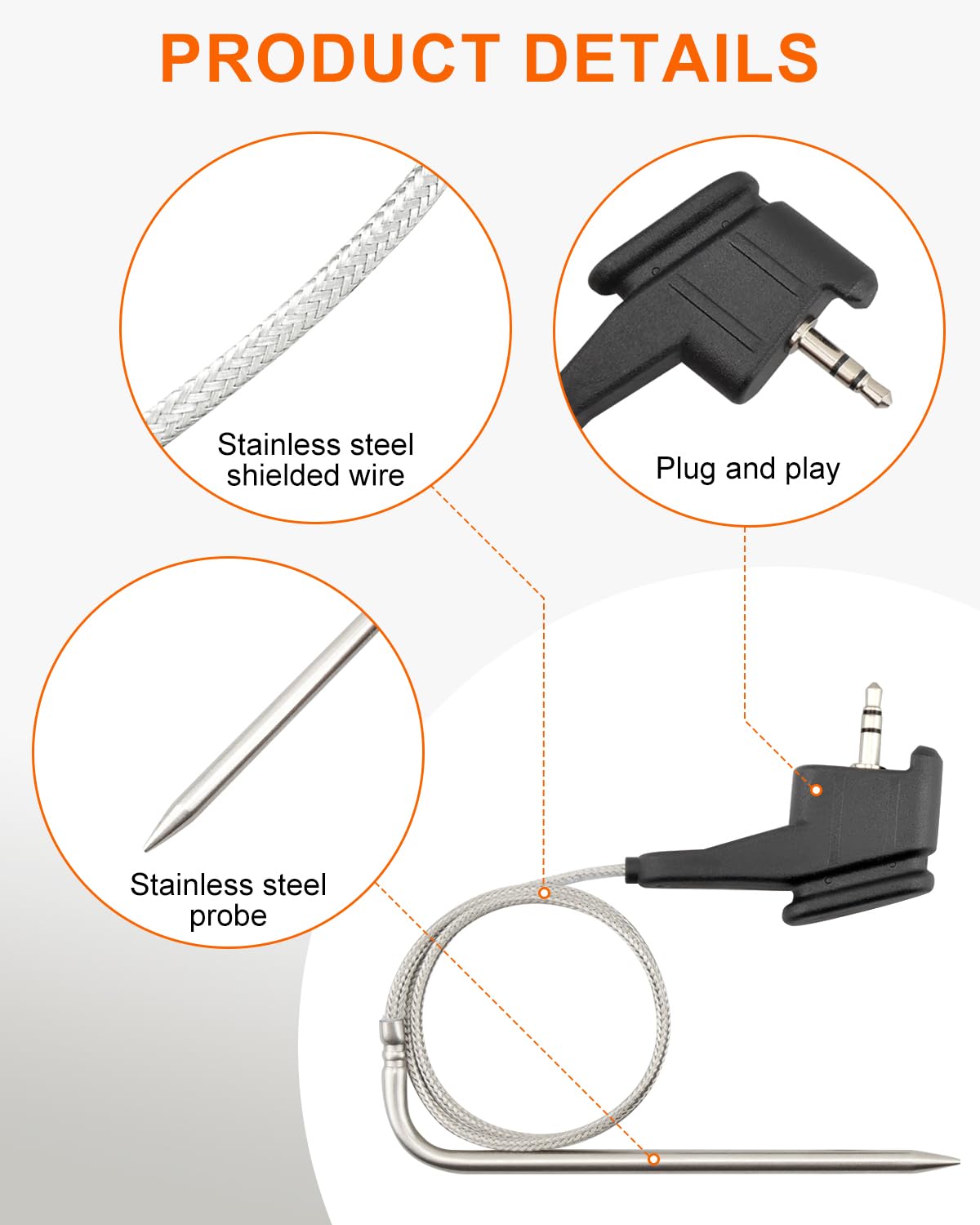 ULXIOM Air Temperature Thermometer Probe Replacement for Ninja DZ550 Foodi Smart XL 6-in-1 Dual Temp Probe Indoor Grill & Air Fryer Accessories