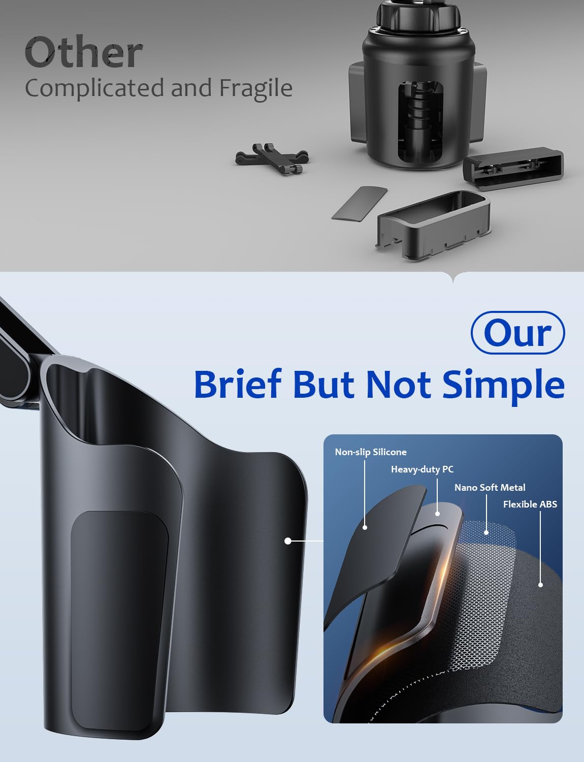 Cup Holder Phone Mount for Car, Tryone 2 in 1 Newest Phone Holder Car Cupholder Adjustable Long Neck Universal Cupholder Cell Phone Holder Cradle for iPhone, Samsung, Google and All Phones (Black)
