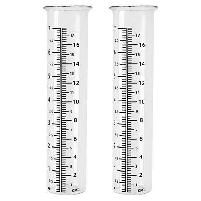 VIKKSAER 2 Pack 7inch Garden Glass Rain Gauge, Rainfall Tube Measurement Gauge Replacement Tubes for Outdoor Lawn Yard Garden