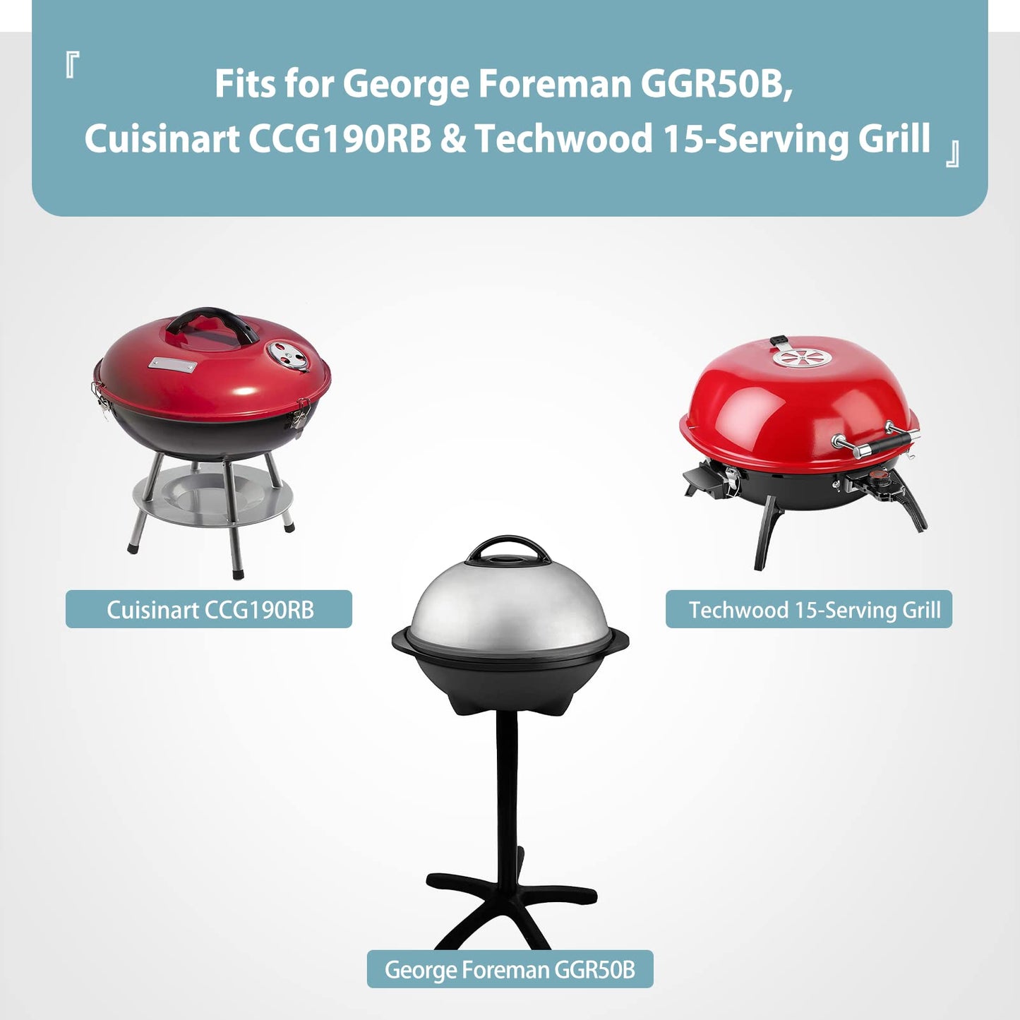 SHINESTAR Grill Cover for Indoor/Outdoor George Foreman GGR50B, Techwood 15-Serving Grill, Cuisinart CEG-115, CCG190RB, Homewell Electric BBQ, Waterproof & Heavy Duty, 19.2" Dia x 17.6" H