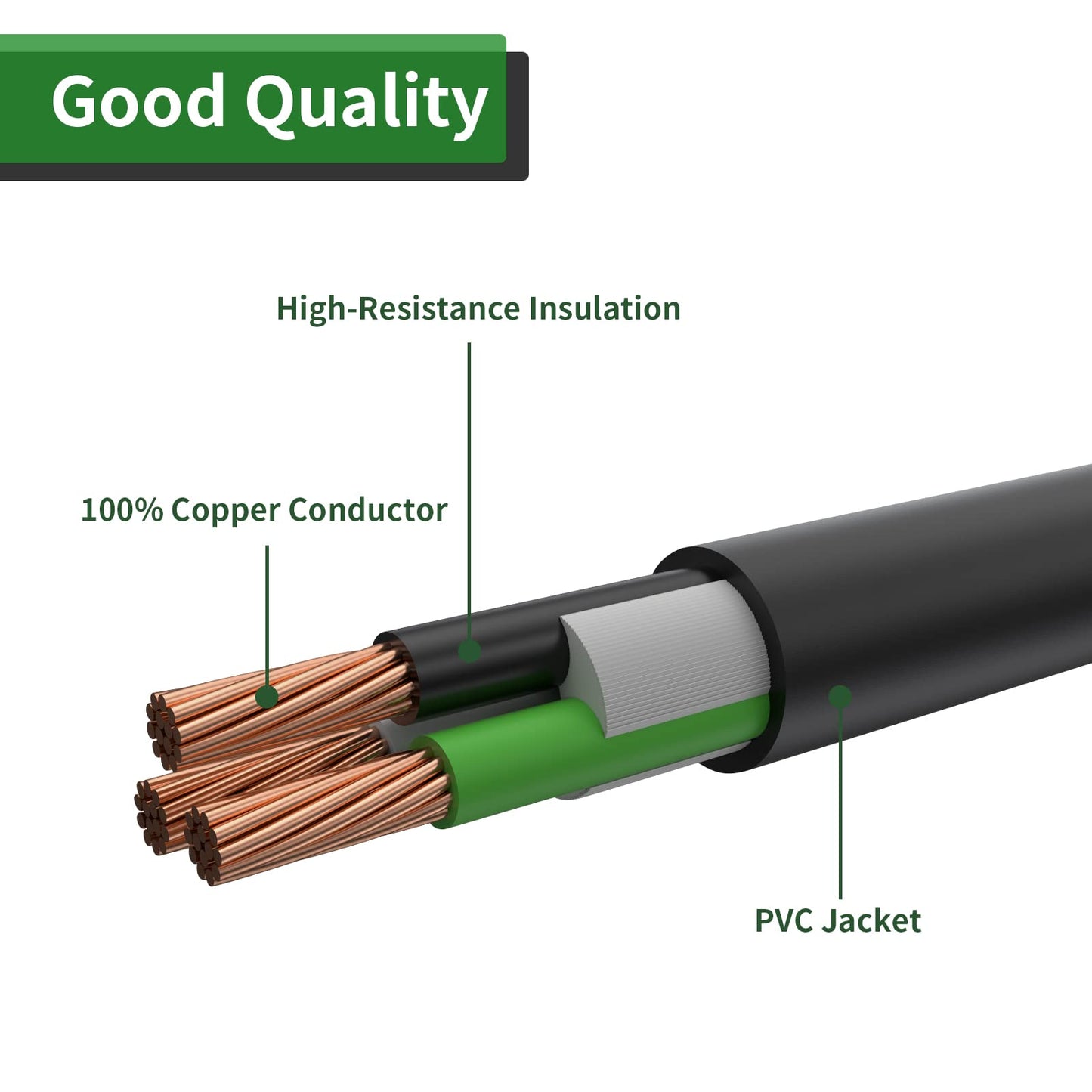 RVGUARD Welder Adapter, Generator 4 Prong 30 Amp to Welder 50 Amp Adapter, NEMA L14-30P to 6-50R Welding Adapter, 12 Inch, Green
