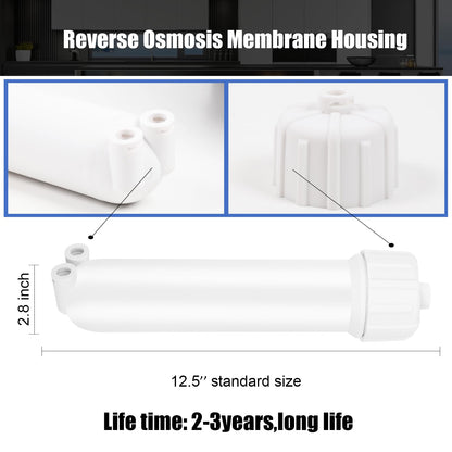 YKMGON 1812/2012 Reverse Osmosis Membrane Housing Kit with Quick-Connect Fitting,Wrench for 24-150GPD Under Sink Home Drinking RO Water Filtration System