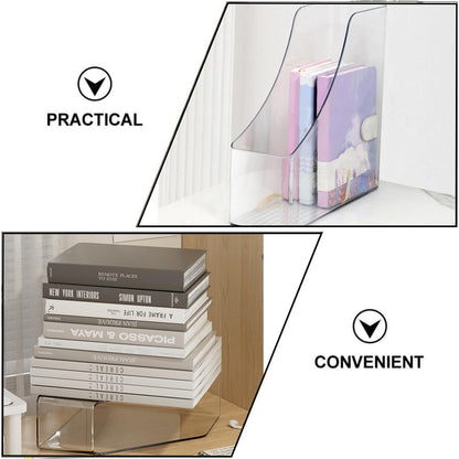 Yharnamite 2 Pcs Acrylic Magazine File Holder, Desk Organizer, Book Storage Shelf, Folder Holder, Clear Magazine Rack for Home, Office, School