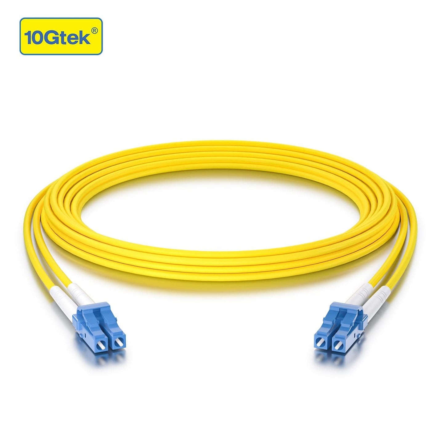 10Gtek OS2 Fiber Patch Cable - LC to LC 10Gb/Gigabit Singlemode Jumper Duplex 9/125 LSZH Fiber Optic Cord for SMF SFP Transceiver, Yellow, 20-Meter(65-ft)