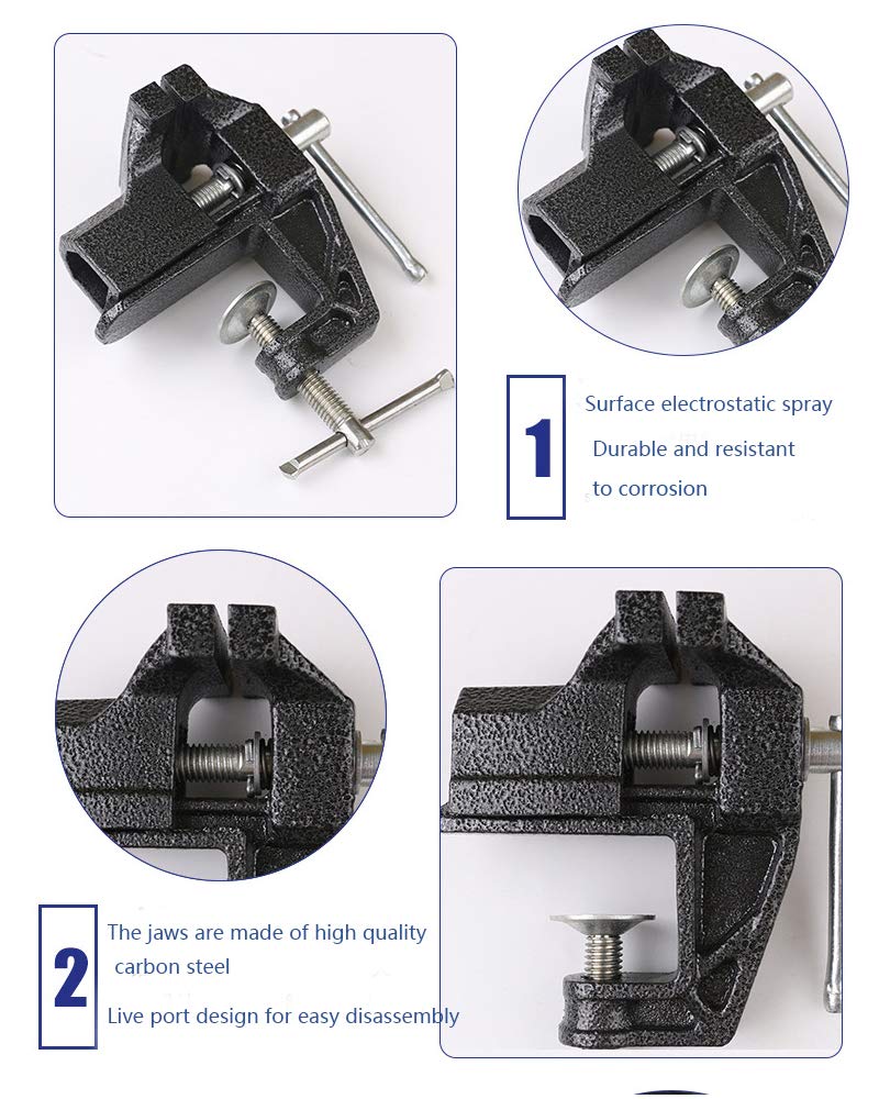 Mini Table Clamp, Small Bench Vice, New Upgraded cast Iron Manufacturing Jewelers Hobby Clamps Craft Repair Tool Portable Work Bench Vise (mini)