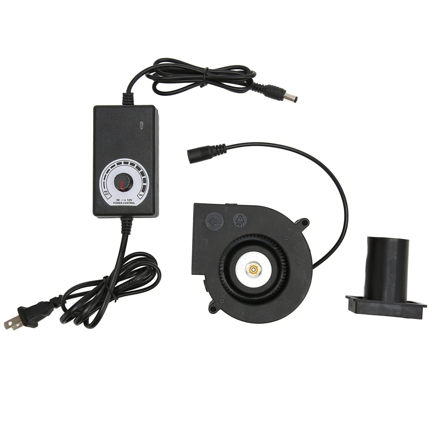 Smal Blower Fan, 120mm Mini Small Blower Fan DC Cooling Fan 12V Brushless Motor Blower Fan with Speed Control for Receiver DVR for Modem Cooling US Plug 100 to 240V