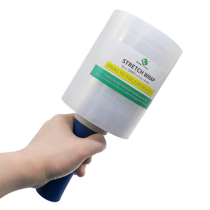 BOMEI PACK Stretch Wrap Packing Film, Plastic Wrap 5inch x 1000ft, 80 Gauge,2 Packs with 1 Plastic Handle