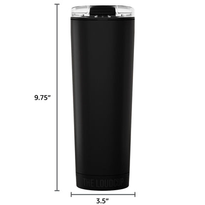 The LoudCup 23oz Reusable Water Bottle (Jet Black) – 2-in-1 Travel Tumbler & Noisemaker – BPA-Free, Blow Horn & Cup with Slide Lid – Perfect for Sports Events, Game Day, Tailgating & Parties