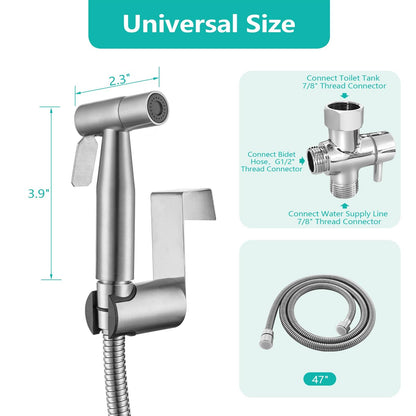 BARROCK Bidet Sprayer for Toilet, Handheld Jet Spray for Existing Toilets with Bidet Hose, Adjustable Water Pressure Muslim Shower, Cloth Diaper/Feminine Wash Sprayer (1, Brushed Nickel)