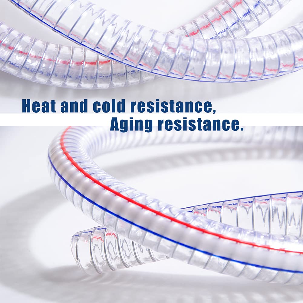 QuQuyi 1-1/2 Inch ID x 1-3/4 Inch OD Heavy-Duty Steel Wire Suction PVC Flexible Tubing High Pressure UV Chemical Resistant Thick Vinyl Hose Tube, 3 FT