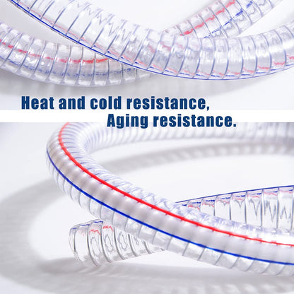 QuQuyi 1-1/2 Inch ID x 1-3/4 Inch OD Heavy-Duty Steel Wire Suction PVC Flexible Tubing High Pressure UV Chemical Resistant Thick Vinyl Hose Tube, 3 FT