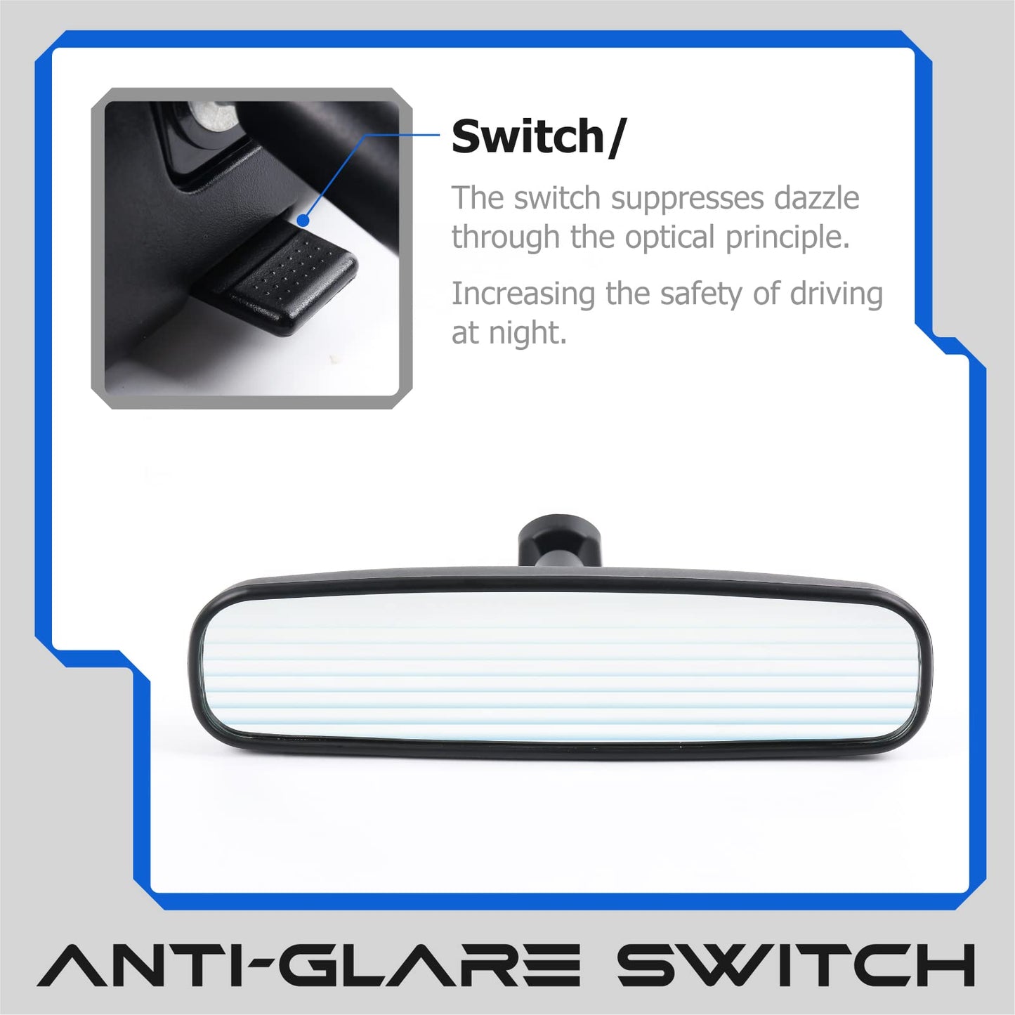 10" OEM Rear view mirror, Day Night Interior RearView Mirror Compatible With Most Car, Toyota Corolla Camry RAV4, Ford Focus Nissan Rogue Altima Sentra Honda CRV Accord KIA Optima Mazda 3 5 6 Miata