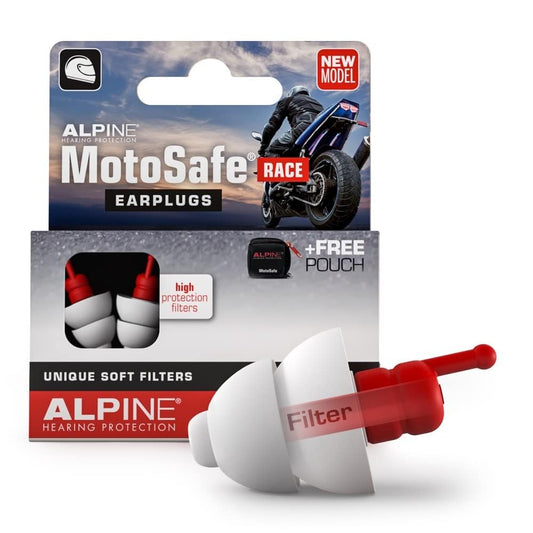Alpine MotoSafe Race - Motorcycle Ear Plugs for Wind Noise Reduction - 20dB - Reusable, Ultra Soft, and Hypoallergenic - 1 Pair