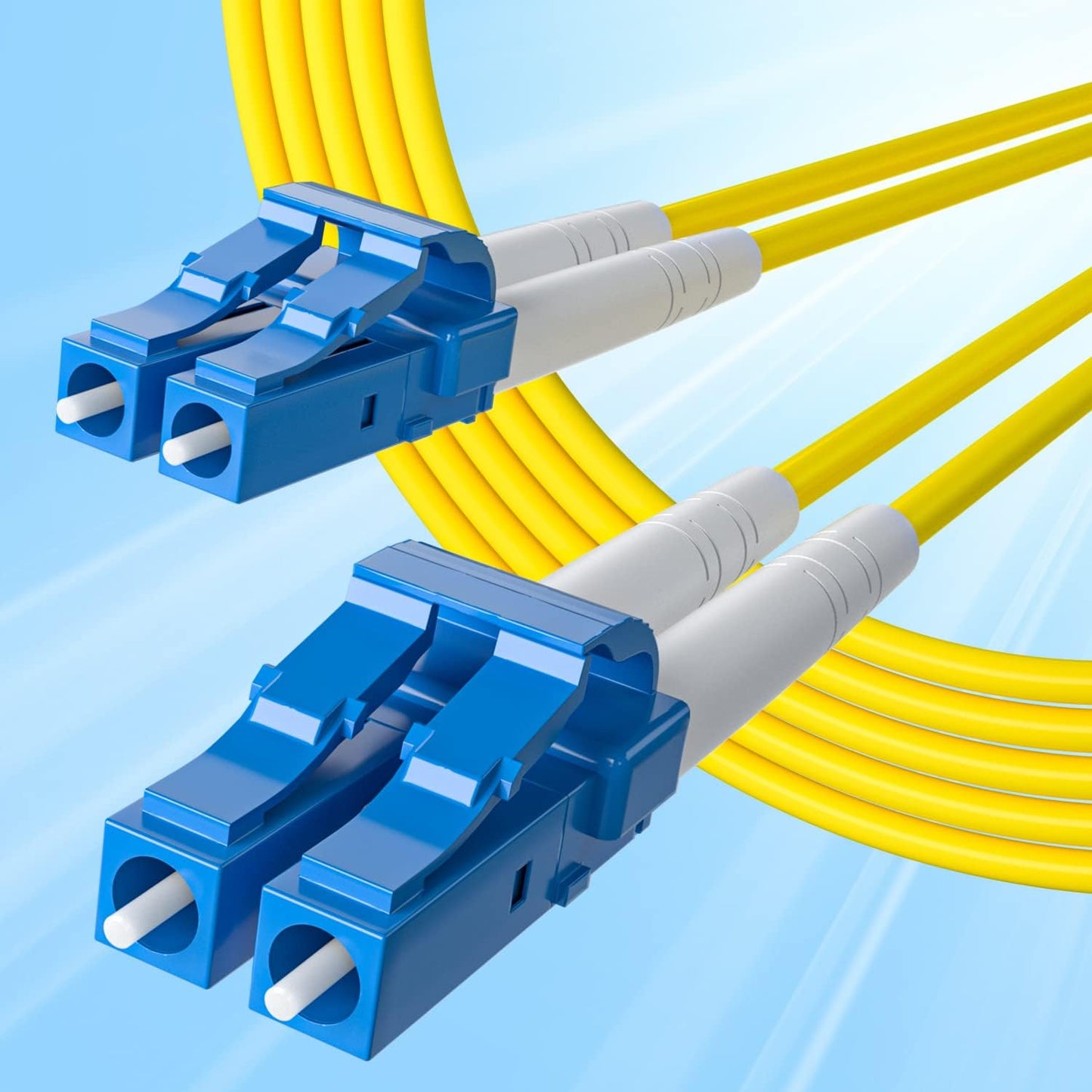 10Gtek OS2 Fiber Patch Cable - LC to LC 10Gb/Gigabit Singlemode Jumper Duplex 9/125 LSZH Fiber Optic Cord for SMF SFP Transceiver, Yellow, 20-Meter(65-ft)