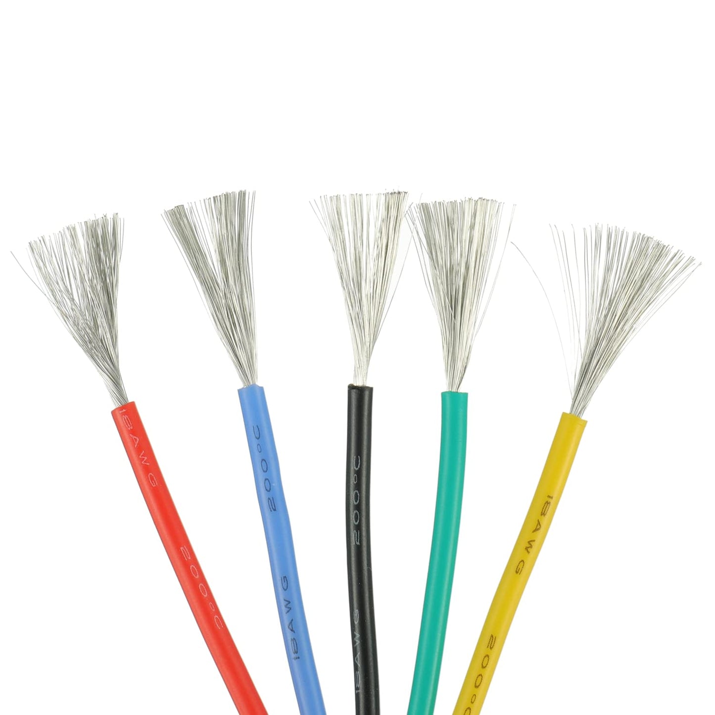 BOJACK 18 AWG Flexible Silicone Wire Electric Wire Hook up Wire Kit 300V Cables with Plus 20 φ3mm Heat Shrink Tubings and a Mini Wire Stripper(5 Colors 16.4Ft Each Color, 18AWG