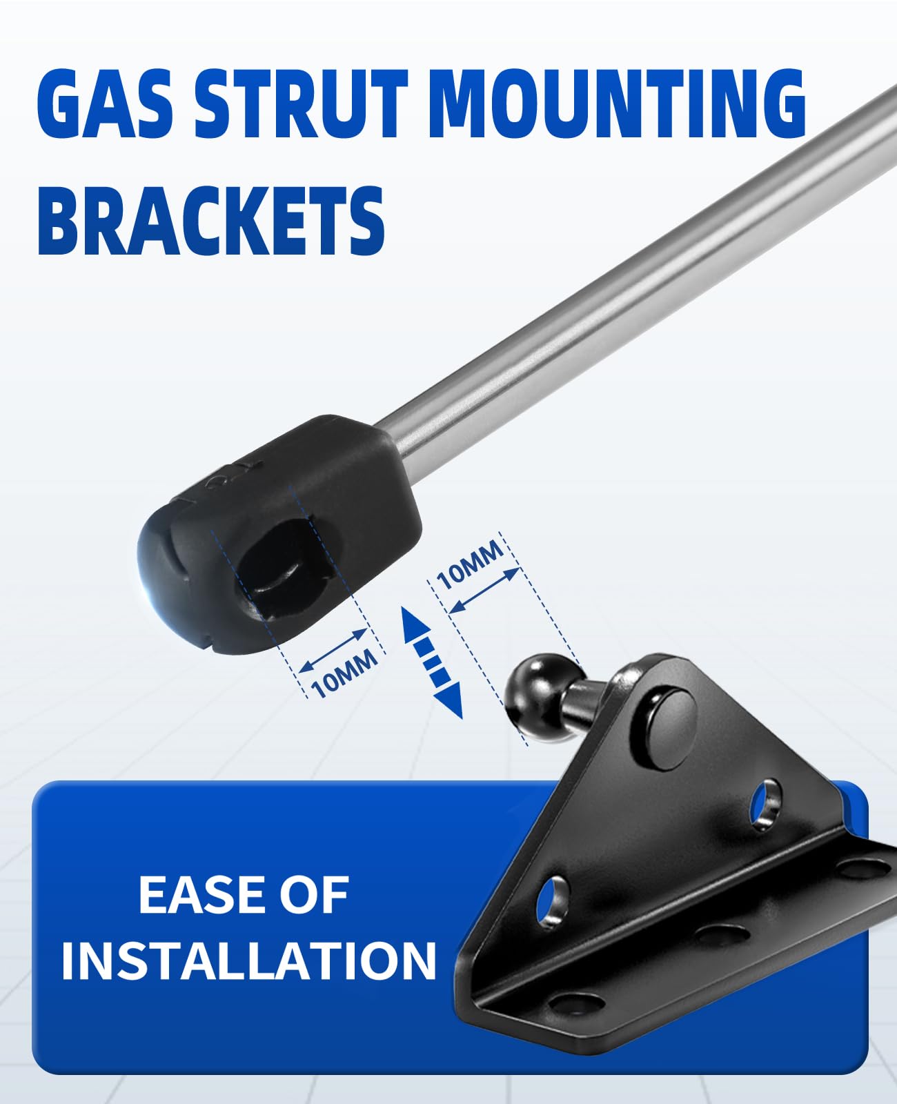 ARANA 10MM Gas Strut Mounting Brackets, Ball Stud Mount Bracket for Universal Lift Supports Shocks Spring Kits Hardware 4PCS with 16 Screws (Only Fits 10mm Ball Head)