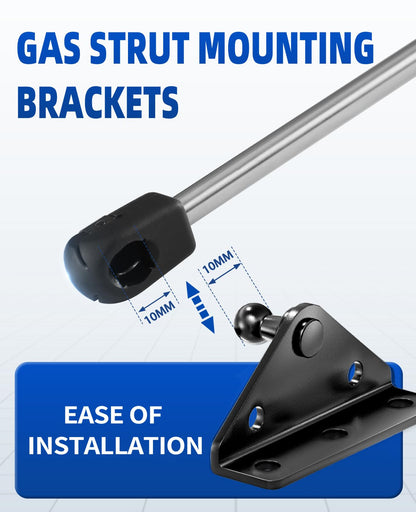 ARANA 10MM Gas Strut Mounting Brackets, Ball Stud Mount Bracket for Universal Lift Supports Shocks Spring Kits Hardware 4PCS with 16 Screws (Only Fits 10mm Ball Head)