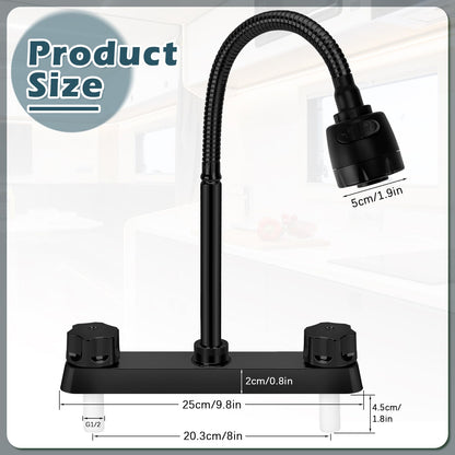 8 inches Apart RV Sink Faucet, Kitchen Faucet Replacement with Flexible 360 Degree Rotatable Sprayer for RV, Dual Function Sprayer, Campers, Motorhomes, Travel Trailers (Black)