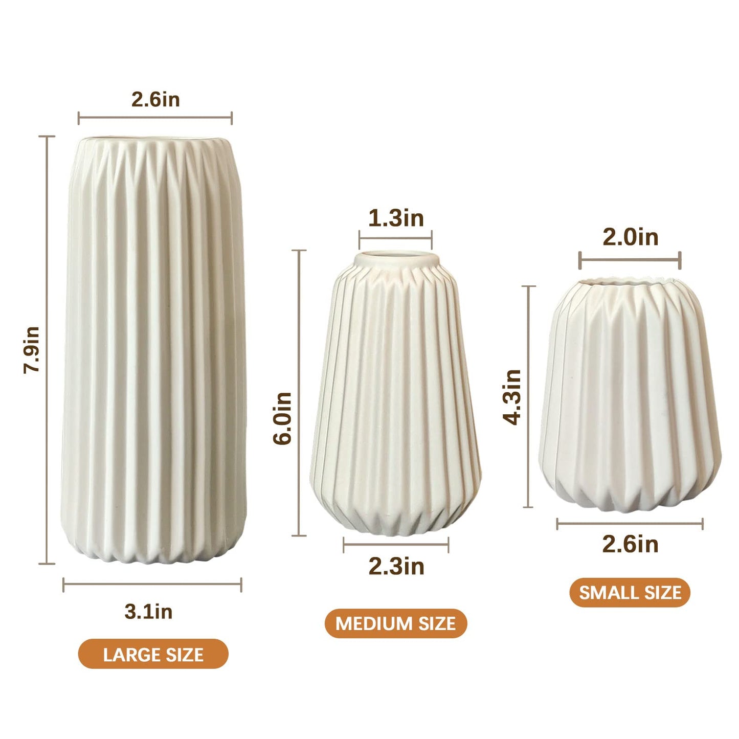 White Ceramic Vases -Set of 3 Flower Vase for Modern Home Decor,Nordic Minimalism Style for Wedding Party Bedroom Office Entryway Living Room & Bathroom Shelf Decor Centerpiece Table Decorations