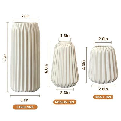 White Ceramic Vases -Set of 3 Flower Vase for Modern Home Decor,Nordic Minimalism Style for Wedding Party Bedroom Office Entryway Living Room & Bathroom Shelf Decor Centerpiece Table Decorations