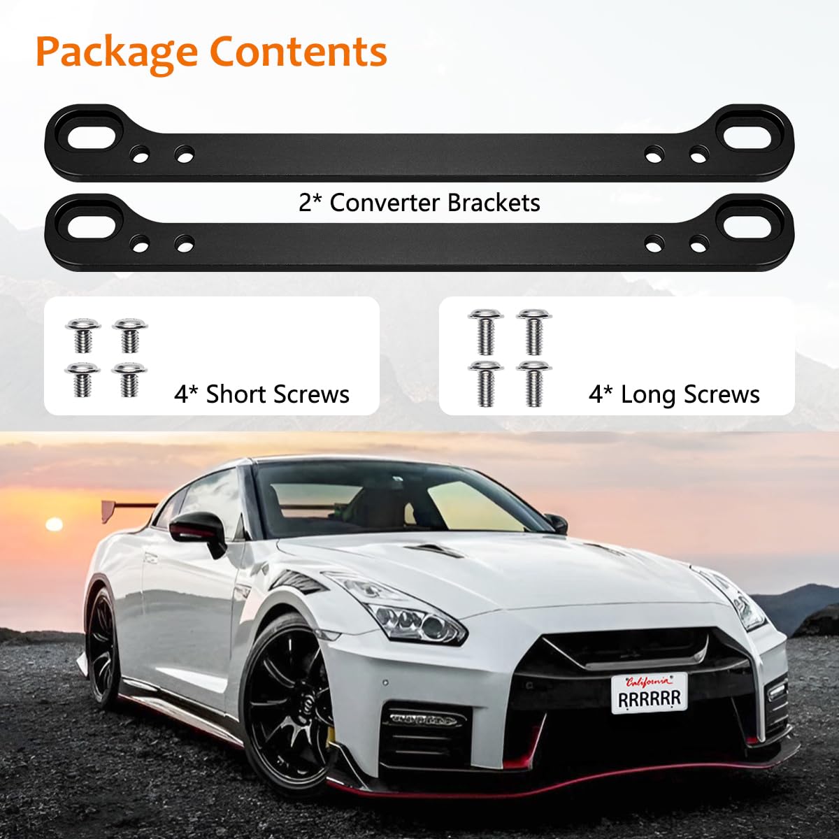 WFPOWER JDM to USDM Licence Plate Adaptor, 2 Pack Aluminum JDM Mini Truck License Plate Adaptor for JDM Car, Trailer License Plate Bracket JDM License Plate Frame Holder Japanese License Plate