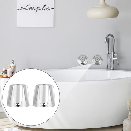 Shower Knobs Replacement Kit 2 Piece, Matte Shower Hot and Cold Tub Knobs Include Base Connectors Screws Bathtub Faucet Handle Remodel Trim Kit Compatible with Pfister Verve (Silver)