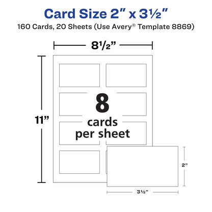 Avery Clean Edge Business Cards for Inkjet Printers, Matte, White, Pack of 160 (08869)