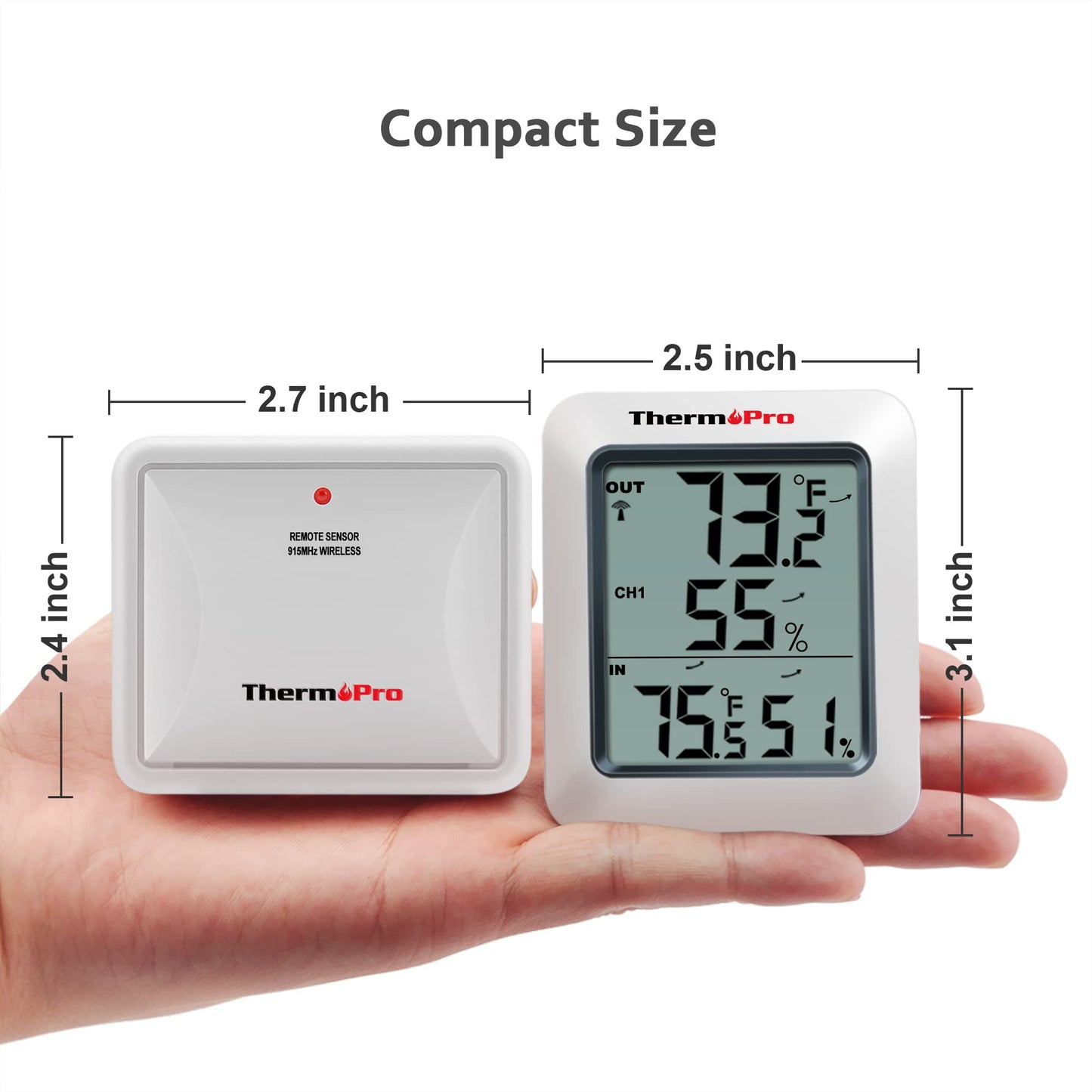 ThermoPro TP60B Digital Hygrometer Indoor Outdoor Thermometer Wireless Temperature and Humidity Gauge Monitor Room Thermometer with 500ft/150m Range Humidity Meter
