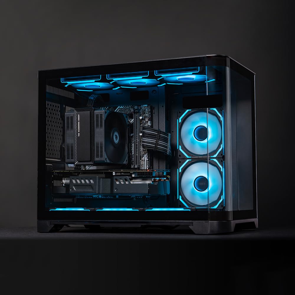 AsiaHorse COSMIQ 120mm UNI Fans, Infinity Mirror FDB Reverse Fan with 5V 3-PIN Connector, Daisy Chain PWM PC RGB Fans for Cases CPU Liquid Coolers (White COSMIQ Forward Fan, Black_1Pack)