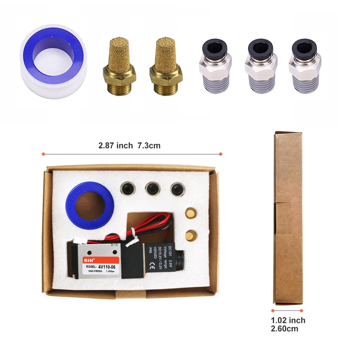 RIH Pneumatics Solenoid Valve 1/8" NPT 12V Single Coil Pilot-Operated Electric 5Way2Position 4V110