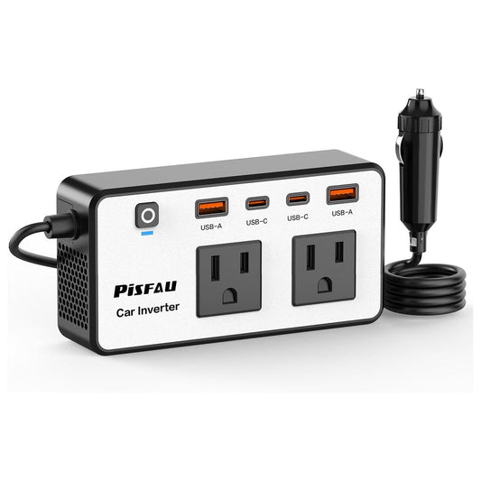 300W Car Power Inverter DC12V to AC110V，Dc to AC Car Plug Adapter Outlet with Multi USB 24W A/C Car Inverter，Car Charger for Laptop Vehicles Road Trip PISIFAU