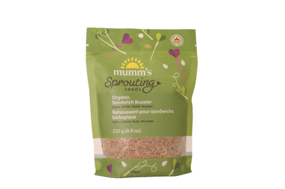 Sandwich Booster Sprouting Seeds, Mumm's | Large Size: 250 Grams | Certified Organic & Non-GMO | Blend of Clover, Alfalfa, Radish & Mustard | High Germination | Wholesome, Delicious & Nutritious