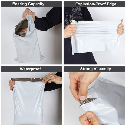 RBHK 100 Pcs 12x15.5 White Poly Mailers Shipping Mailing Envelopes Bags for Clothing, Hoody, Shirt and Jacket