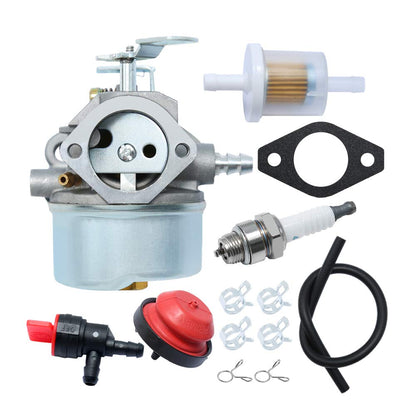 Anxingo Carburetor for Tecumseh HMSK80 HMSK85 HMSK90 HMSK100 HMSK105 HMSK110 LH318SA LH358SA Snow Blower Thrower 640052 640054 640349 8HP 9HP 10HP Engine with Primer Bulb Fuel Filter