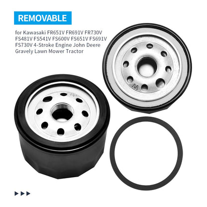 Anxingo 11013-7047 Air Filter 49065-7007 Oil Filter Spark Plug for Kawasaki FR651V FR691V FR730V FS481V FS541V FS600V FS651V FS691V FS730V 4-Stroke Engine John Deere BobCat Gravely Tune Up Kit