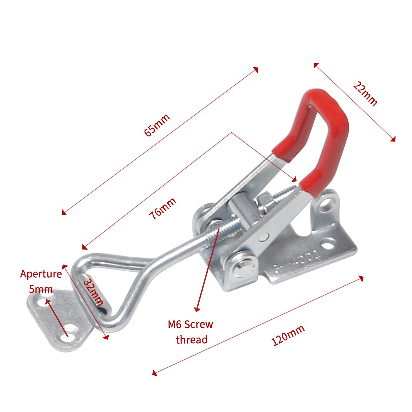 chfine 8 Pack Adjustable Toggle Latch Clamp, 220kg 480Lbs Holding Capacity Heavy Duty Toggle Lock Hasp Silver GH-4002 Hand Tool Quick Release Pull Clamps Latch Catch with Lock Hole for Cabinet, Door