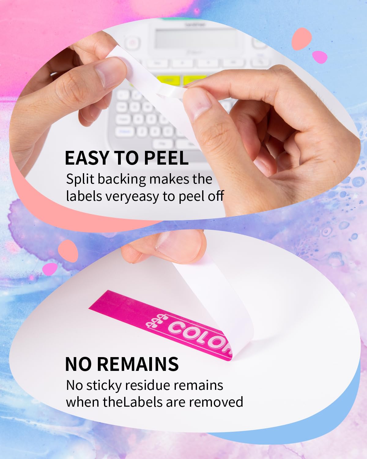 5-Pack Compatible with Brother TZe TZ Tape P Touch Label Tape 12mm 0.47 Laminated Label Maker Tape, for Ptouch PT-D210 PT-H110 PT-D220 PTD610BT D400 D600, White/Berry Pink/Purple/Pink/Blue