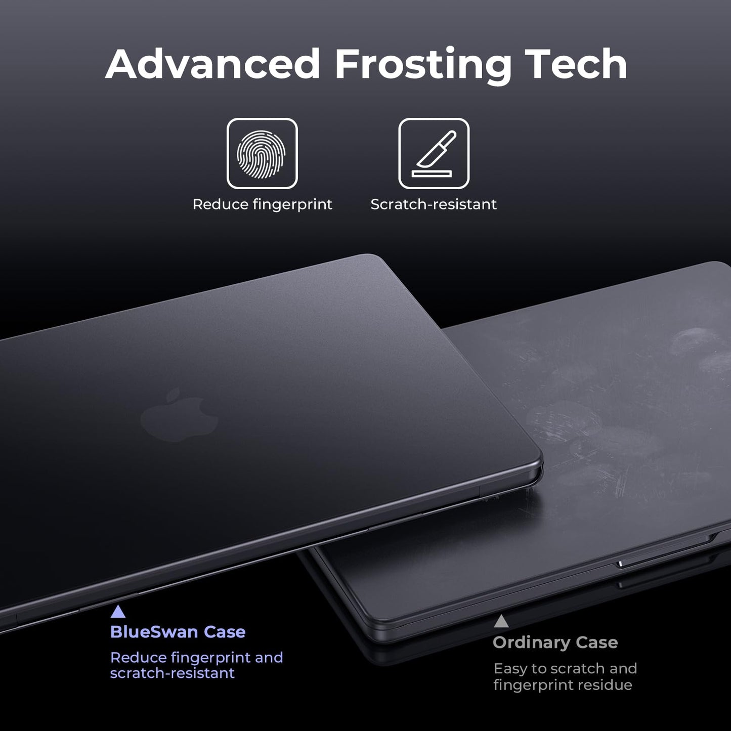 BlueSwan Matte Case for MacBook Pro 14 M5 2026 2025-2021 M4 M3 M2 M1 Pro/Max, Compatible A3434 A3401 A3112 A2992 A2918 A2779 A2442, Hard Shell Protective Cover, Space Black Clear