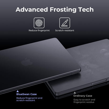 BlueSwan Matte Case for MacBook Pro 14 M5 2026 2025-2021 M4 M3 M2 M1 Pro/Max, Compatible A3434 A3401 A3112 A2992 A2918 A2779 A2442, Hard Shell Protective Cover, Space Black Clear
