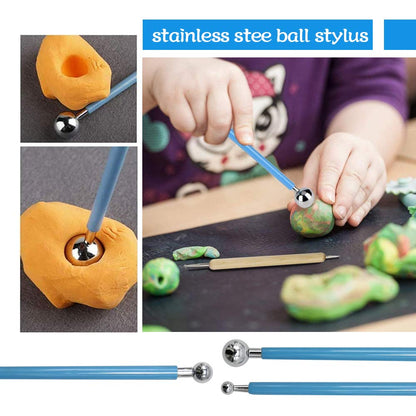 Anxingo 24 in 1 Pottery & Clay Sculpting Tools with Assorted Shape Size DIY Clay Modeling Tool Set for Adult Teen Lover