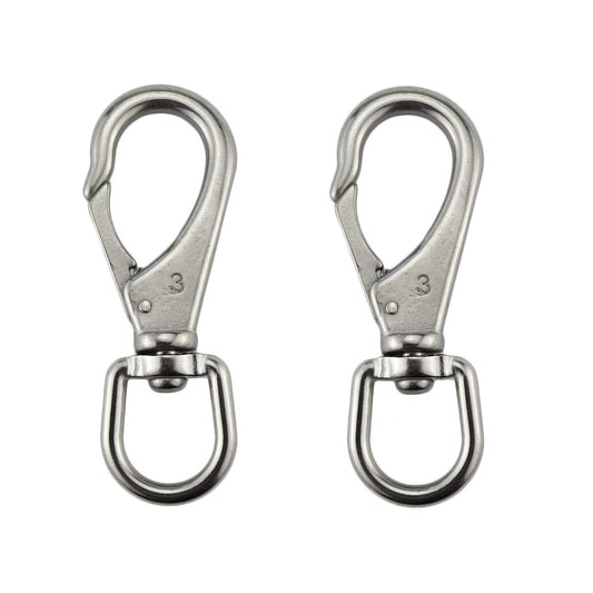 Stainless Steel 304 Swivel Eye Snap Hooks Size3#(M7) Marine Clips Flag Snap Spring Pet Buckles （Pair）