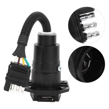 4 to 7 pin Trailer Adapter, 6-24V Multi-Tow 4 Pin to 7 Pin Trailer Wiring Harness Tow Hitch Wire Adaptor with Bracket Waterproof Connector US Type