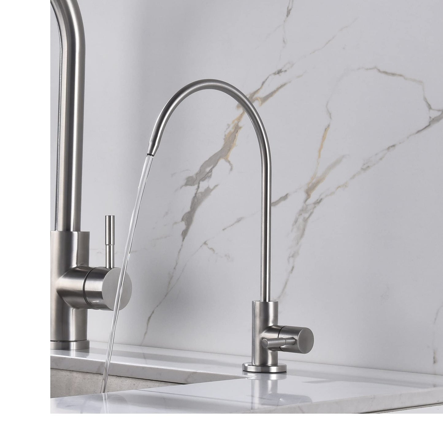 Apaix Drinking Water Faucet Brushed Stainless Steel, Kitchen Water Purifier Faucet Brushed Nickel for Non-Air Gap Reverse Osmosis Water Filtration System