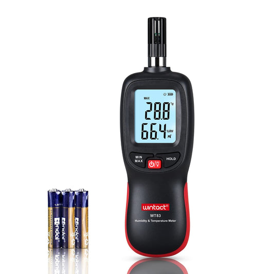 Wintact Digital Psychrometer Thermometer Hygrometer with Backlight Thermo hygro Meter, Dew Point and Wet Bulb Temperature with Max min Value, Data Hold, Battery Included